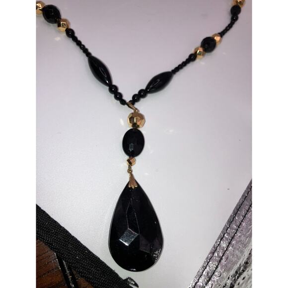 Louis Feraud Paris Vintage Black & Gold Beaded Necklace! - Picture 9 of 14